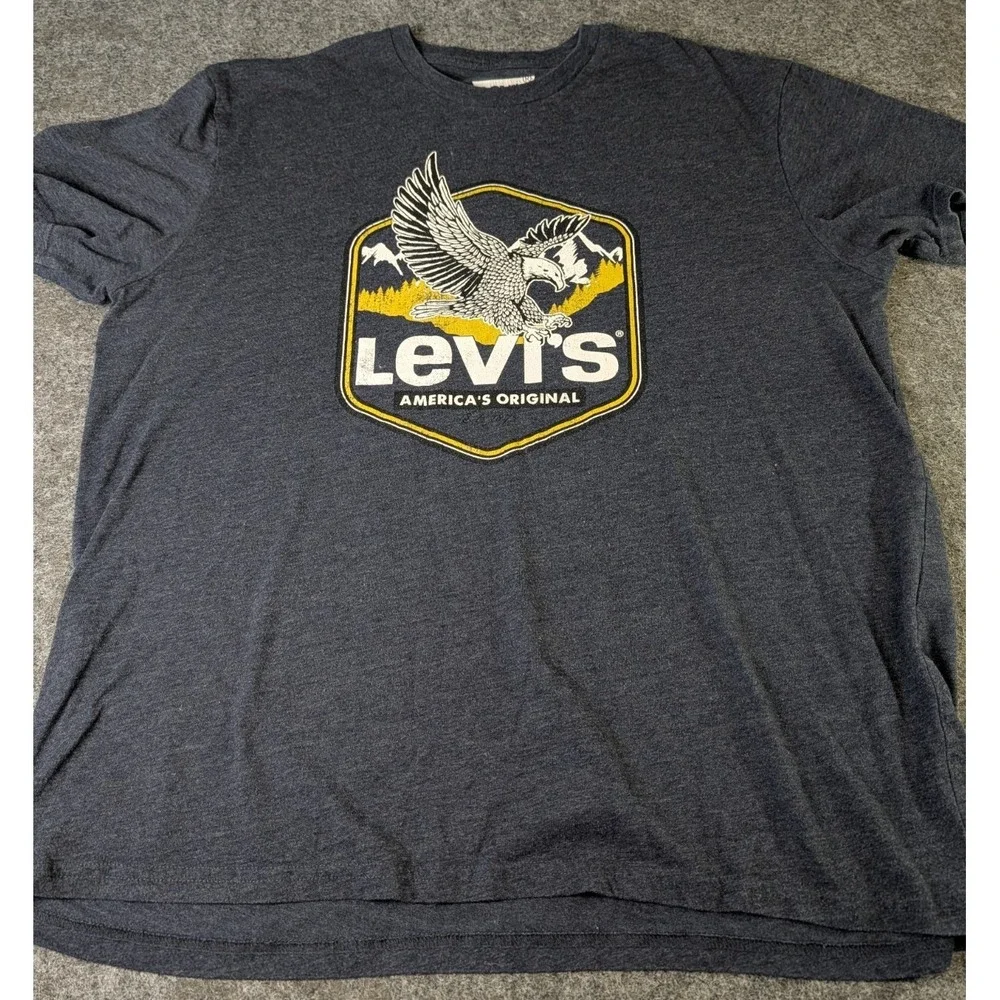 Levi's Graphic T- Shirt Men's XXL Short Sleeve  Mountain Eagle Navy‎ Blue